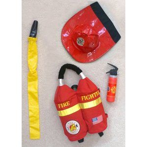 4pc $65 Fireman Firefighter Backpack Hat Gear Play Set & Costume Accessories